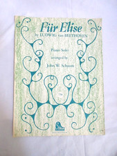 Fur Elise Beethoven John W Schaum Piano Solo Vintage Sheet Music