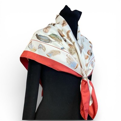 HERMES Seidentuch Multicolor Plumes by Henri de Linares Carre 90