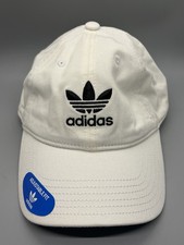 NWT adidas Originals Men's Relaxed Fit Strapback Hat White / Black Trefoil