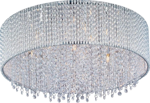 Spiral Curled Metal Tubing Ceiling Light with K9 Crystal, 7-Light, Chrome - Picture 1 of 3