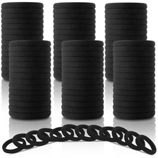 120PCS Black Hair Ties Elastic Ponytail Holders Seamless Cotton Bands No Damage