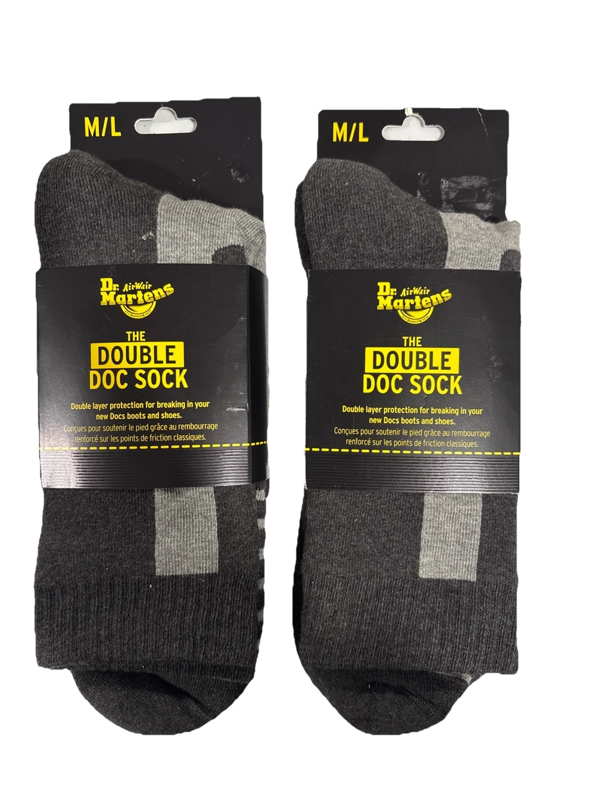 2-Pairs Dr. Martens The Double Doc Sock Size M/L Gray