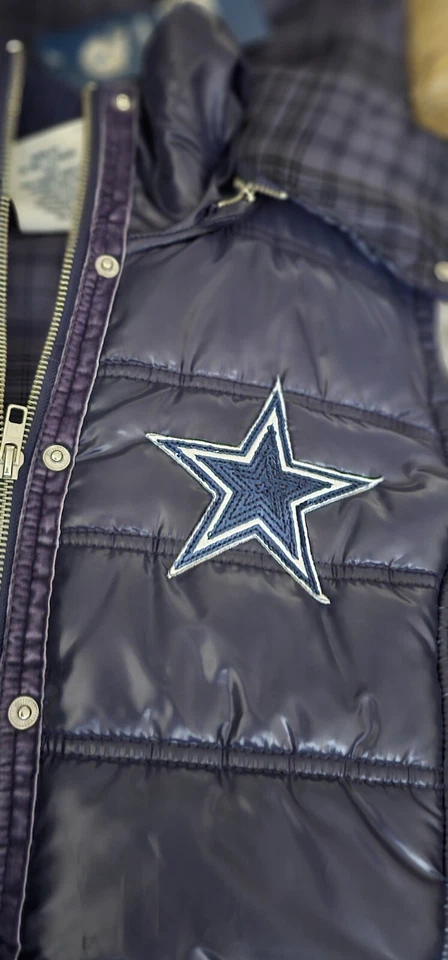 Новый с Ярлыками Victoria Secret розовый NFL DALLAS COWBOYS меха отделки с капюшоном пуховик жилет SZ M. - Изображение 3 из 4