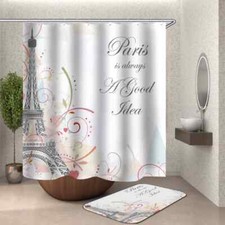 Black Fork In Tower 3D Shower Curtain Polyester Bathroom Decor Waterproof