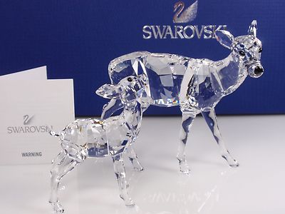 Swarovski Doe and Fawn, Clear Crystal Figurine - 5001052 - Retired