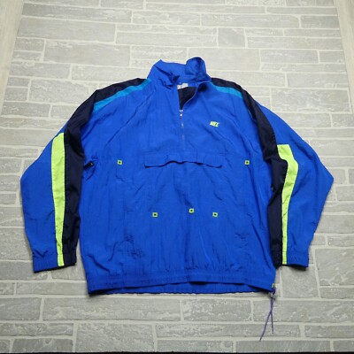VINTAGE Nike Woven Track Jacket Adult XL Blue Anorak Windbreaker Retro Nylon