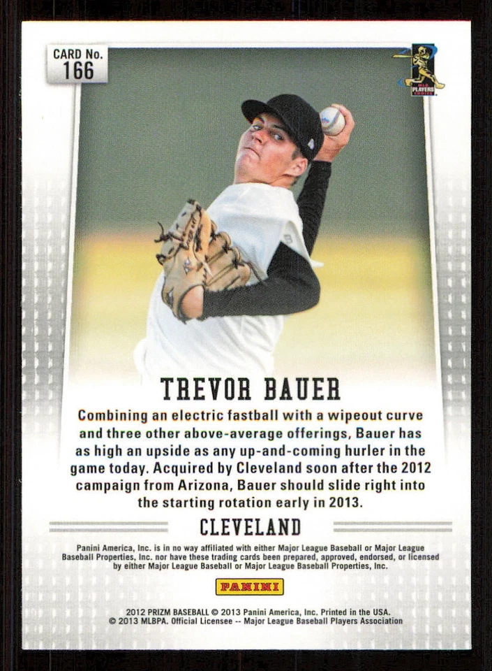 2012 Panini Prizm #166 Trevor Bauer RC - Image 2 of 2