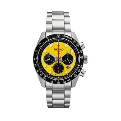 New Seiko Prospex Speedtimer Yellow Dial Stainless Steel Bracelet