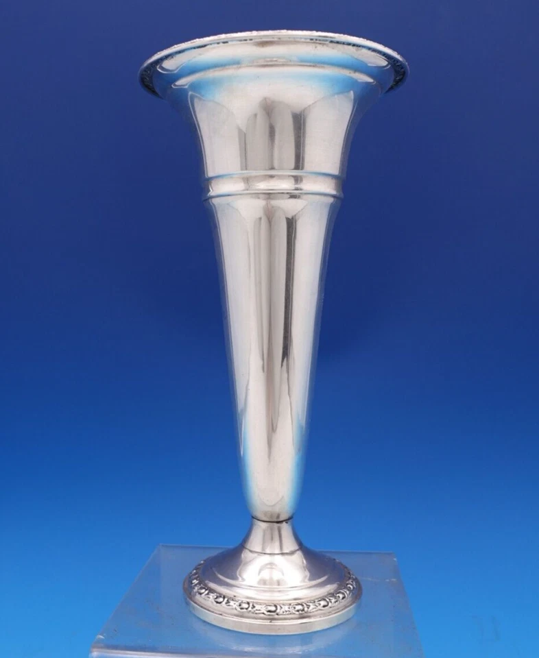 Jarrón de plata esterlina Talisman Rose de Frank Whiting #1909 9" x 4 1/2" (#8120) Foto 2 de 4