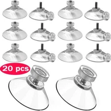 20Pcs Strong Suction Cups with Screw Rod Knurled Hook Clear Kitchen Glass Craft