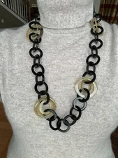 HWK Designs: Buffalo Horn Link Necklace - 36” length