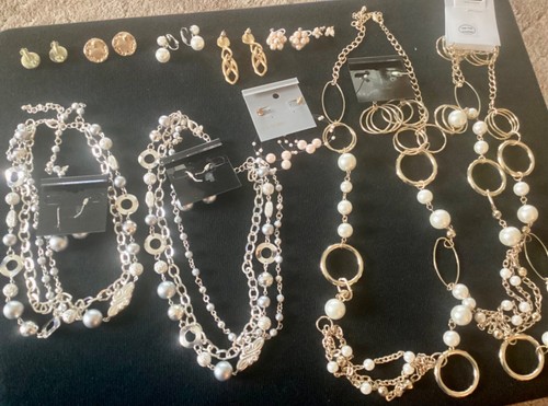 Vintage To Modern Lot Faux Pearl Gold tone & silver tone COSTUME JEWELRY - Picture 5 of 5