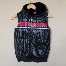 B H Vest Youth Girl 14 "OMG...I LOVE... CHEERLEADING " Black Puffer Hoodie Quilt