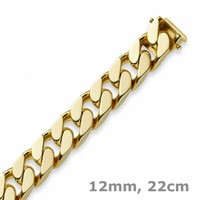 12Mm Armband Armkette Panzerarmband, 585 Gold Gelbgold, 22Cm, Herren