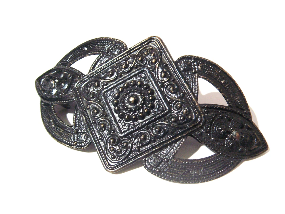 Vtg 1980s Large Black Metal Barrette Hair Clip Made In KOREA Boho Moroccan Style - Image 2 of 4