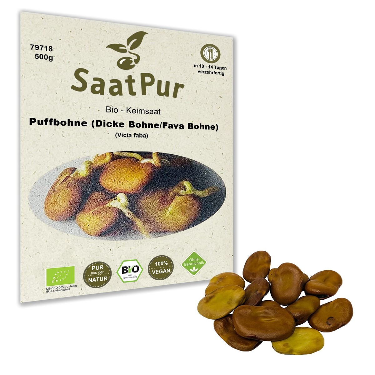 500g BIO Keimsaat f. Sprossen Fava Bohne Dicke Bohne Puffbohne Samen  Microgreens