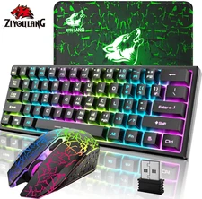 61 Key Wireless Gaming Keyboard Mouse Set USB Rainbow Backlit For PC PS4 Xbox OS