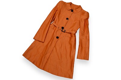 Women's Roberto Cavalli Jacket Coat Belted Orange Vintage Italy Size 42