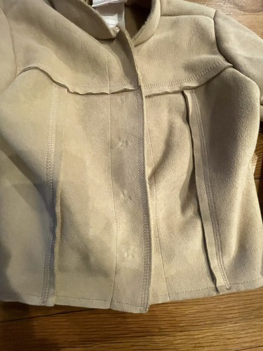 Vintage Laura Ashley Girls Size 2-3 Tan Fake Suede Jacket Fur Cuffs - Picture 3 of 9
