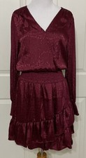 NWT Michael Kors Sz S Dark Ruby maroon Julia animal Print fit & flare Dress $165