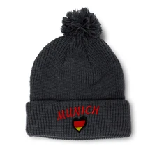 Pom Pom Beanies for Women German Flag Munich Embroidery Flags Acrylic Skull Cap