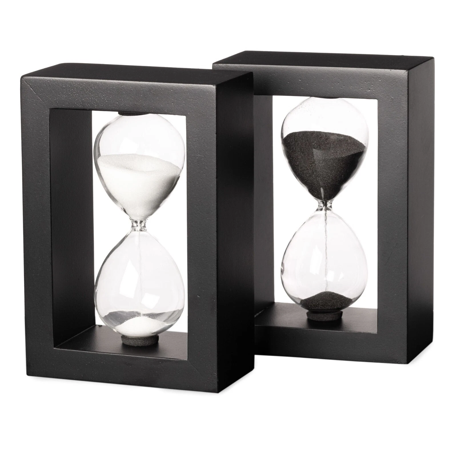 Decorative Black Wood Framed Sand Timer (5min) Hourglass, Home or Office