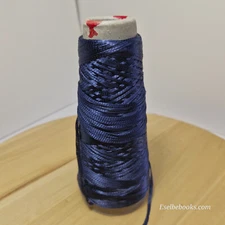 Yeoman machine knitting yarn - navy viscose tape yarn - 95 grams (C186)