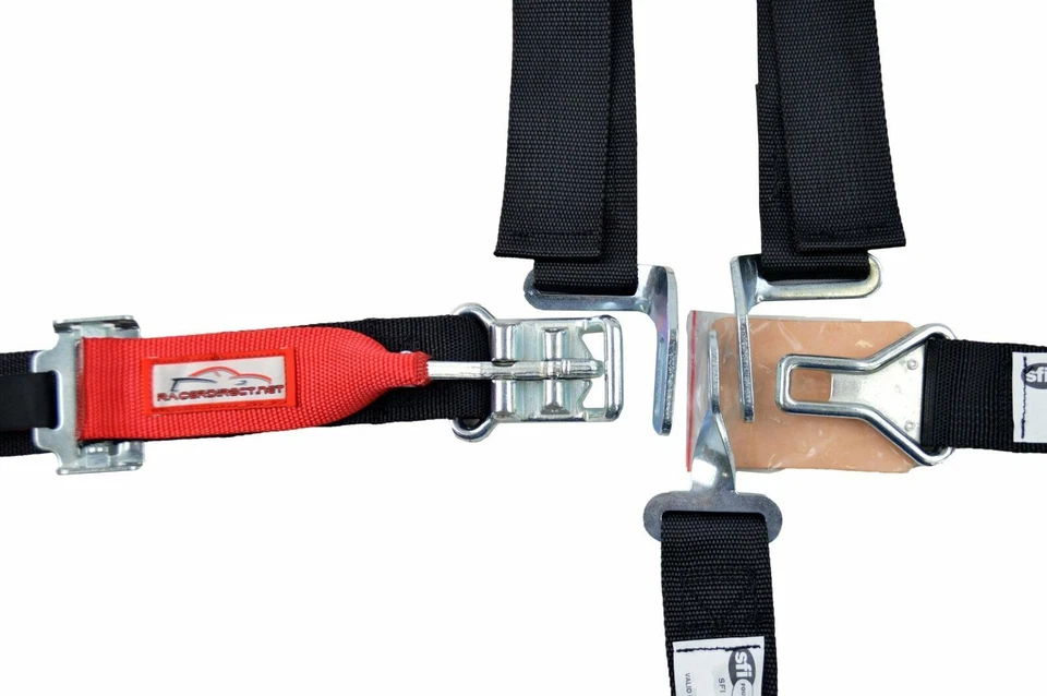 QUARTER MIDGET HARNESS SFI 16.1 5 POINT LATCH & LINK FLOOR MOUNT BELT BLACK - Image 4 of 4