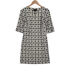 Laundry by Design Shift Dress Women Size 2 Multi Geo Print 3/4 Sleeve Round Neck