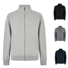 Mens Zipped Sweatshirt Plain Zip Up Casual Sweat Top Jacket Kustom Kit 