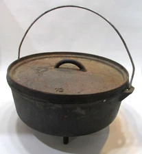 Primitive Old 4x12 Camp Chef Muley Cast Iron Dutch Oven Deer 18 lbs FREE S/H !