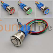 12V Waterproof Metal 5Pin ON-OFF Car LED Push Button Switch And Connector 19mm