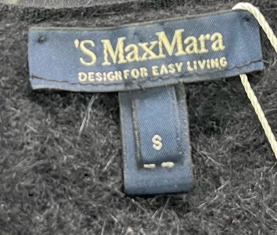 'SMaxMara Black Fur Long Sleeve Knit Mini Sheath Dress sz S - Image 4 of 4