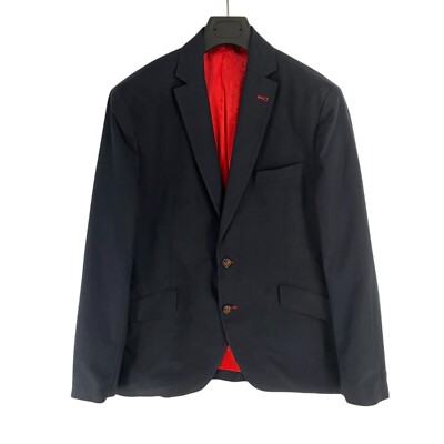 EL GANSO Men Navy Blue Cotton Blazer Jacket Size EU 54 UK/US 44