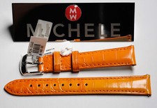 Michele Sunset Orange Genuine Alligator Watch Band MS16AA510726 NEW Original OEM