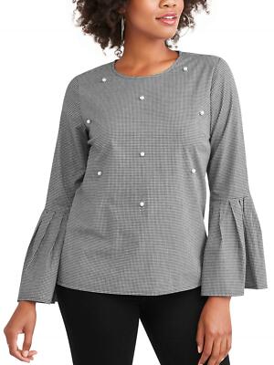 Time and Tru Blouse Women's Size S Black Pearl Front Top                  --N9--