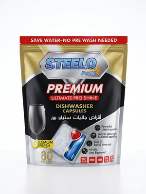 Steelo Power Premium Dishwasher Capsules 80pcs - Ultimate Pro Shine - Lemon
