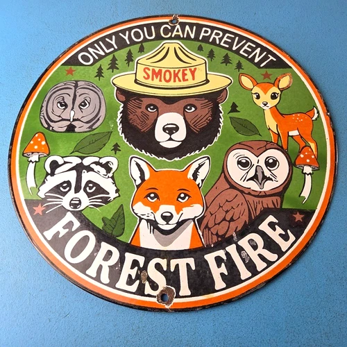 Vintage Forest Service Sign - Smokey Bear Colorado Wilderness Gas Porcelain Sign