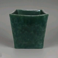 Vintage Haeger #3716 Pottery Planter Container Small Square Marble Green 