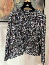 CHANEL 20C TWEED LESAGE CC LOGO BUTTON JACKET FR42 US12