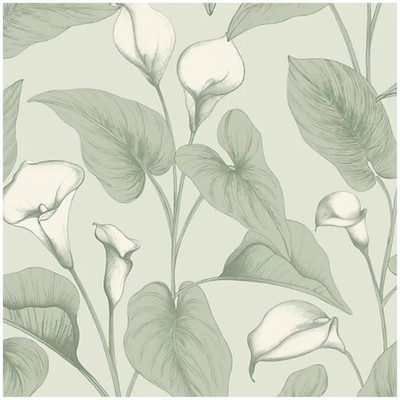 Salbeigrün Tapete Calla Lilie Floral Laub Paste The Wall Vinyl Grandeco