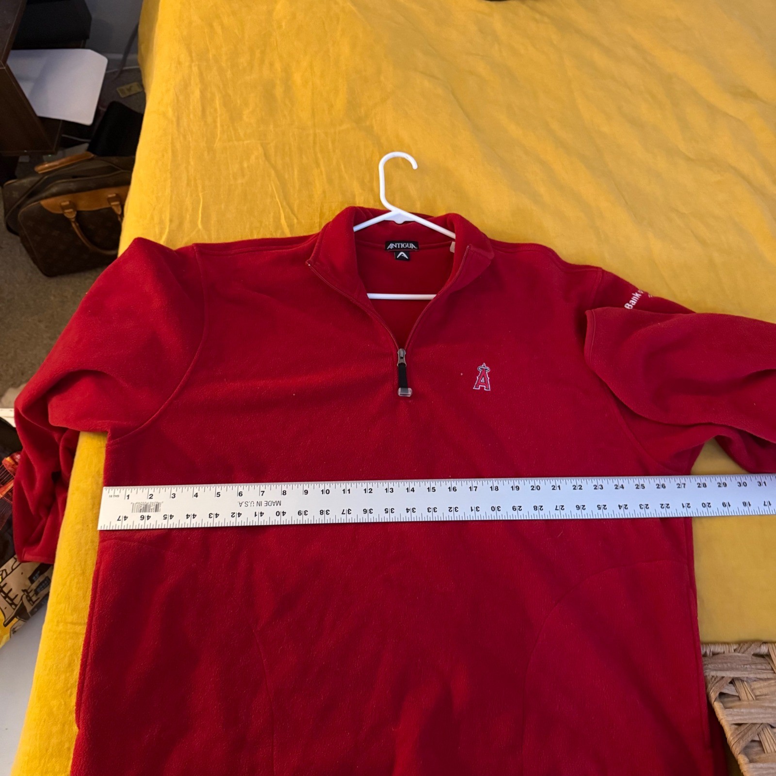 Antigua Los Angeles Angels Red Fleece Quarter Zip Pullover Mens image 7