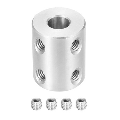 MECCANIXITY Rigid Screw Coupling 6.35mm to 8mm Shaft 8mm, Silver 