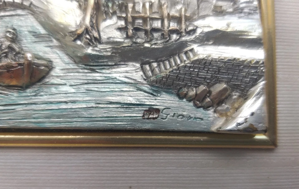 Quadro, quadretto con bassorilievo in lamina d'argento - Immagine 4 di 4