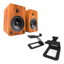 Kanto YU6 Powered Bookshelf Speakers with SE6 Elevated Desktop Speaker Stands