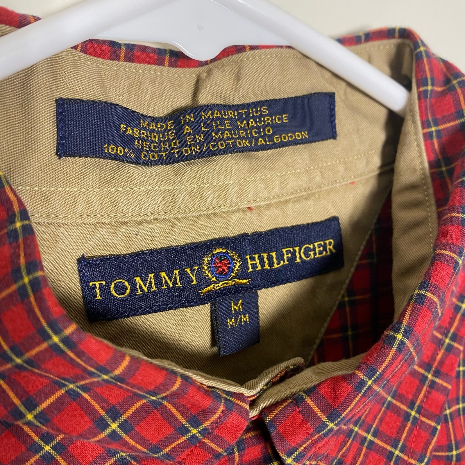 Vintage Tommy Hilfiger Men’s M Button Down Lion Crest Plaid Checkered Preppy 90s thumbnail 4