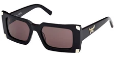 MCM Worldwide Women's Shiny Black Rectangular Sunglasses - MW0007-01A-52