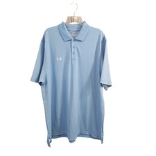 Under Armour Mens HeatGear Loose Fit Polo Shirt Light Blue 2XL 1233723-468 EUC