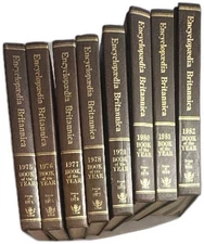 Encyclopaedia Britannica Book Of The Year 1975-1982 8 Volume Set Brown Hardcover