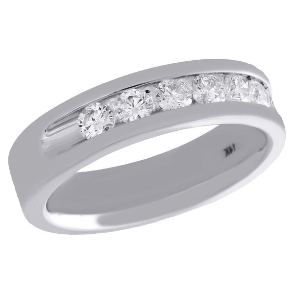 14K WeißGold Herren Ehering Kanal Diamant 7 Stein Verlobungsring 1 Karat-image